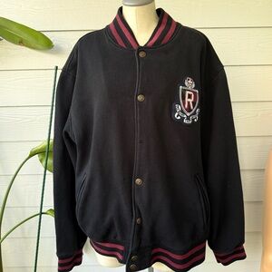 Vintage Vintage USA‎ Rugby 1897 Mens Black Varsity Jacket Size 4XL